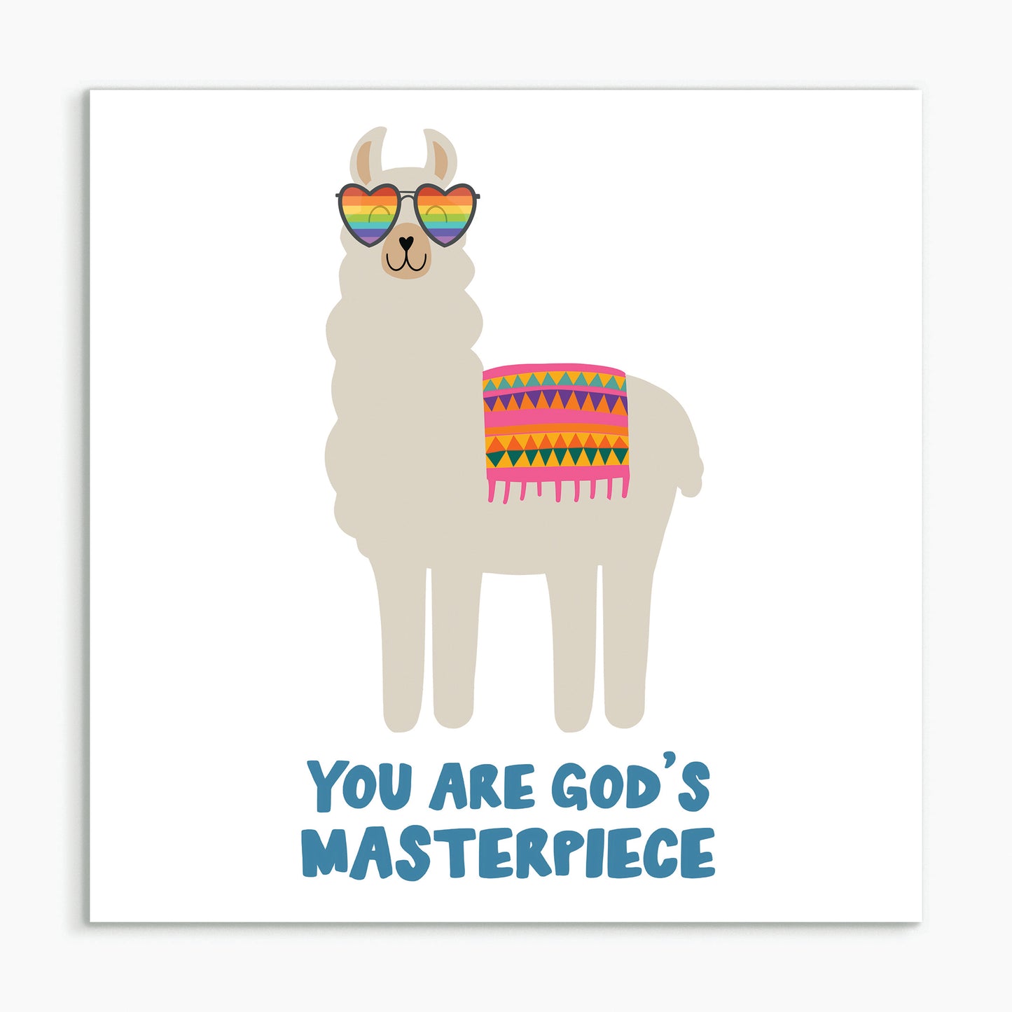 "You are God's masterpiece - Llama" White framed print