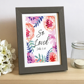 'So Loved' (Flowers) by Preditos - Framed Print