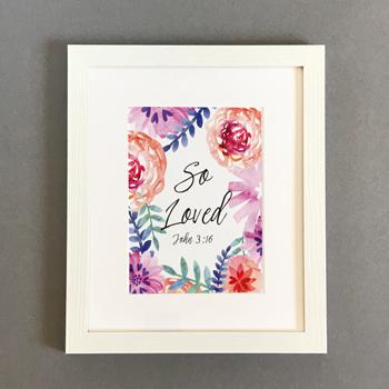 'So Loved' (Flowers) by Preditos - Framed Print
