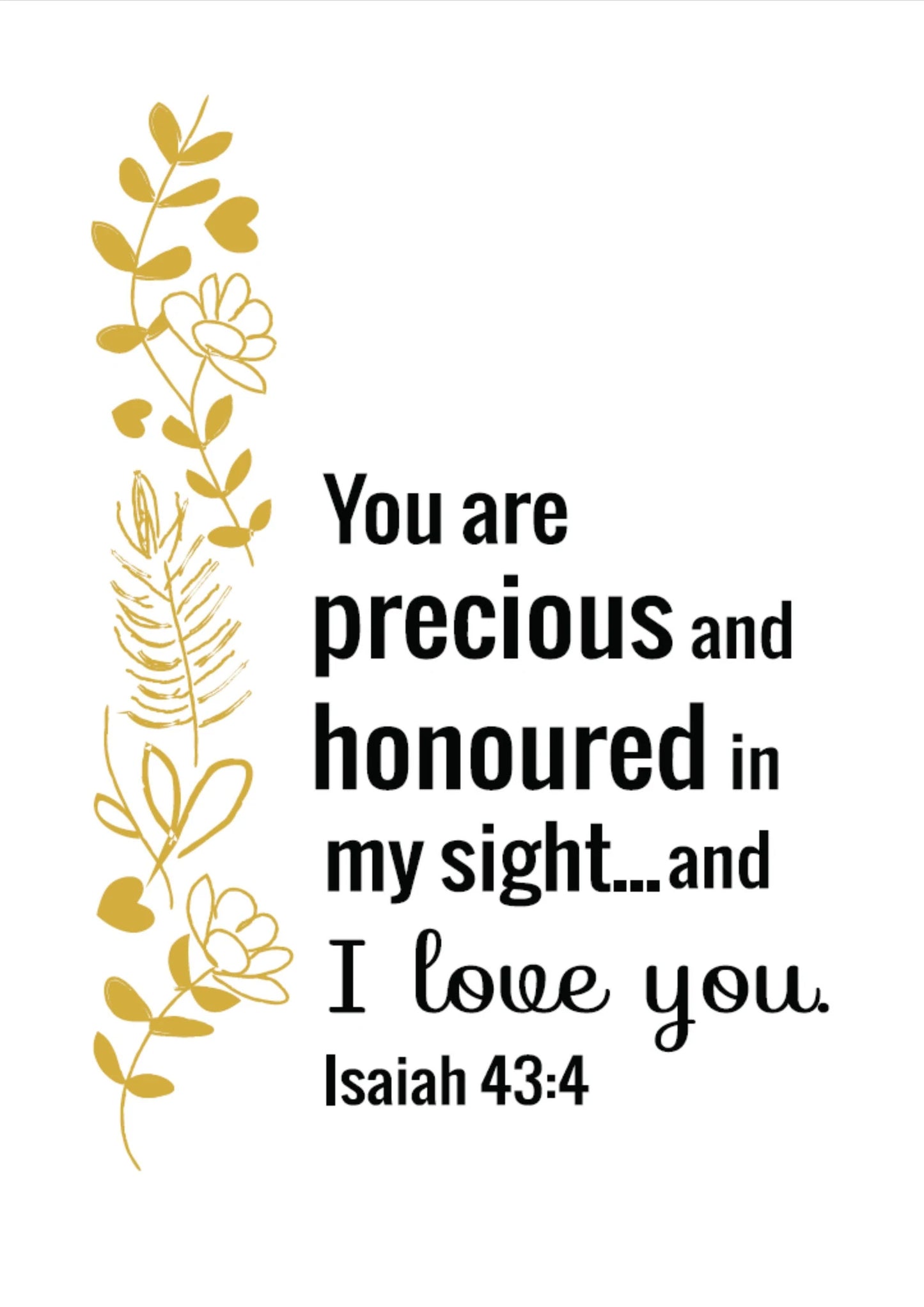 'You are Precious' / 'I am God's masterpiece' Mini Card