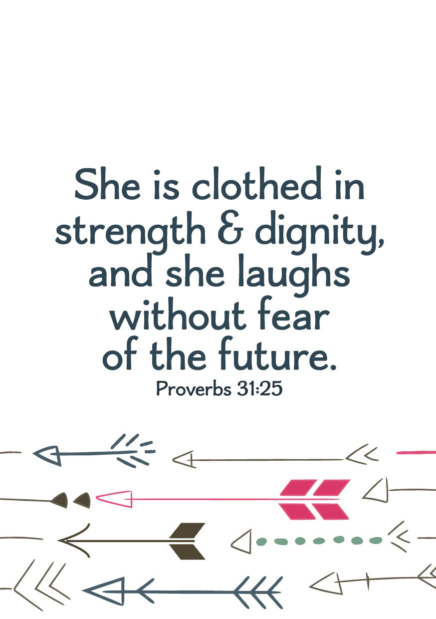 'She is clothed in strength & dignity' / 'Blessed is she who has believed' Mini Card