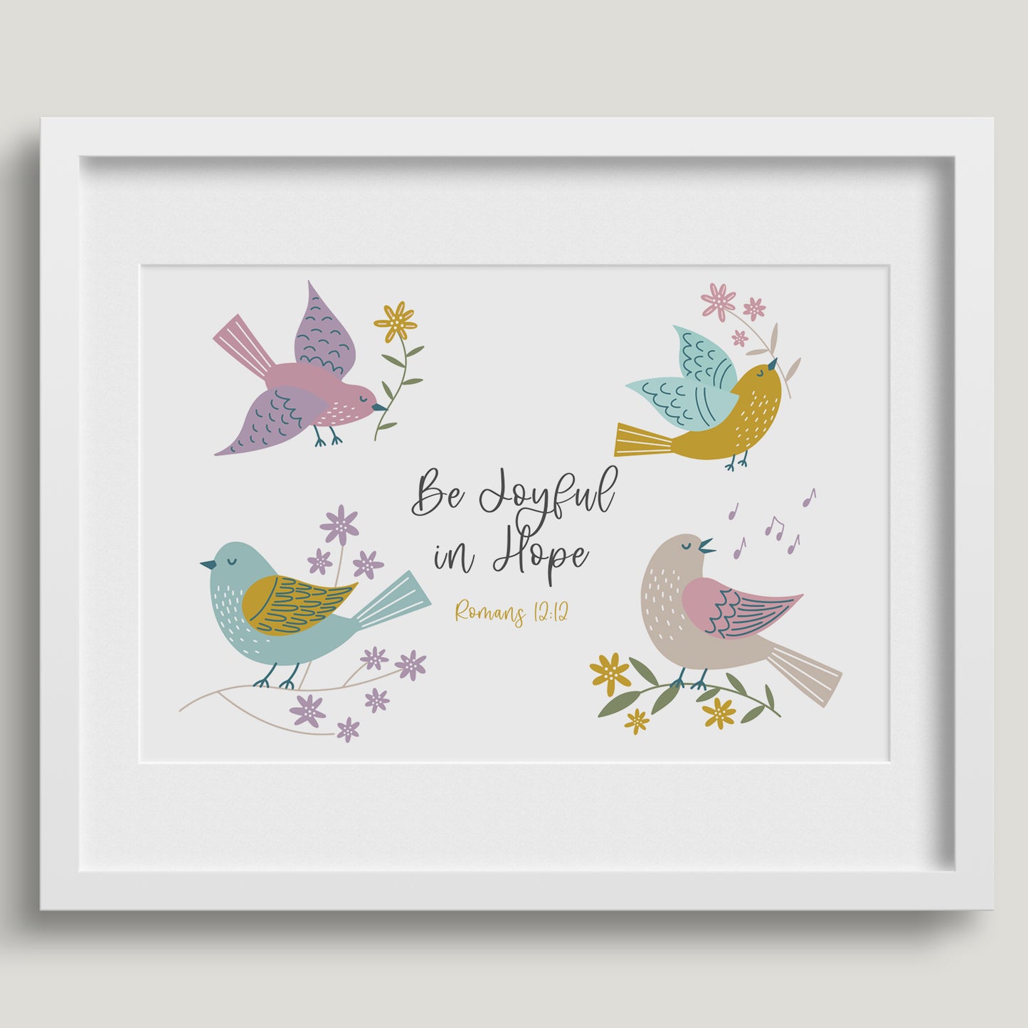'Be Joyful in Hope' (Birds of Joy) - Framed Print - Multiple sizes & colours