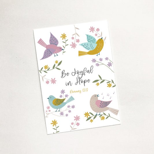 'Be Joyful In Hope' (Birds of Joy) - Christian Mini Card