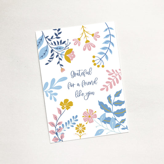 'Grateful for a Friend' (Blooms) - Christian Mini Card