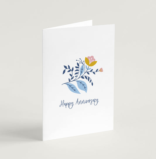 'Happy Anniversary' (Blooms) - Greeting Card