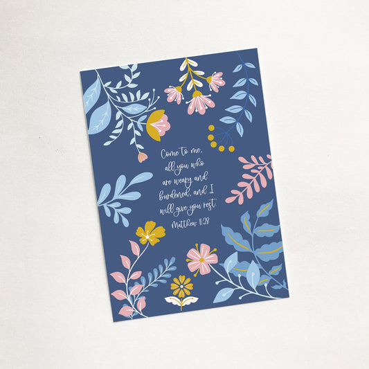 'Come to Me' (Blooms) - Christian Mini Card