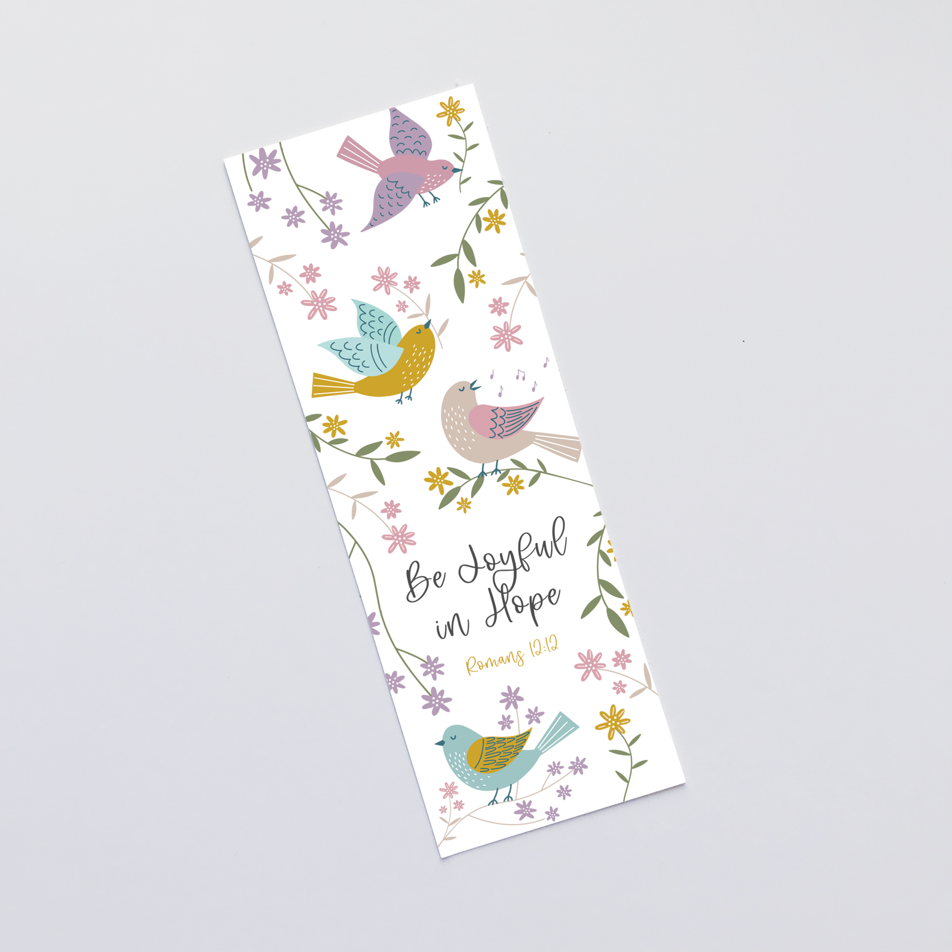 Christian Bookmark Gift - Be Joyful in Hope Romans 12:12 - The Wee Sparrow