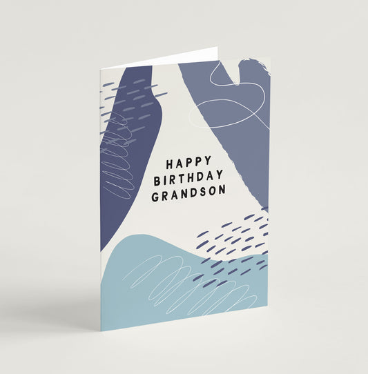 Abstract Grandson Birthday Card - A5