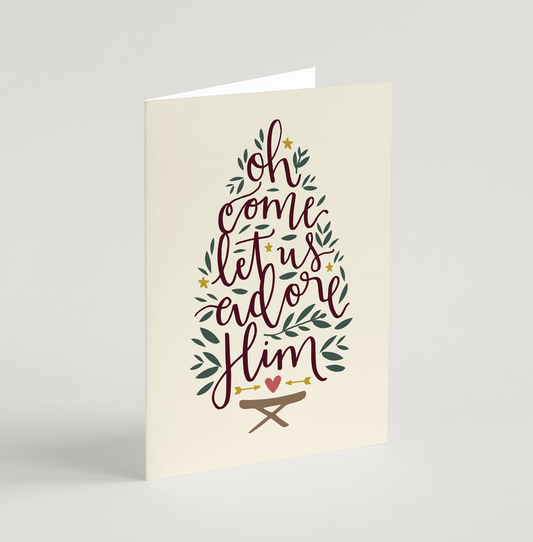 Let Us Adore Him Christmas Cards - 10 Pack - Cello Packaging