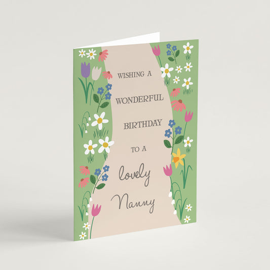'Lovely Nanny' Birthday Card & Envelope