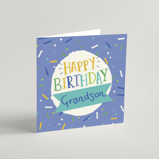 'Happy Birthday Grandson' Greeting Card & Envelope