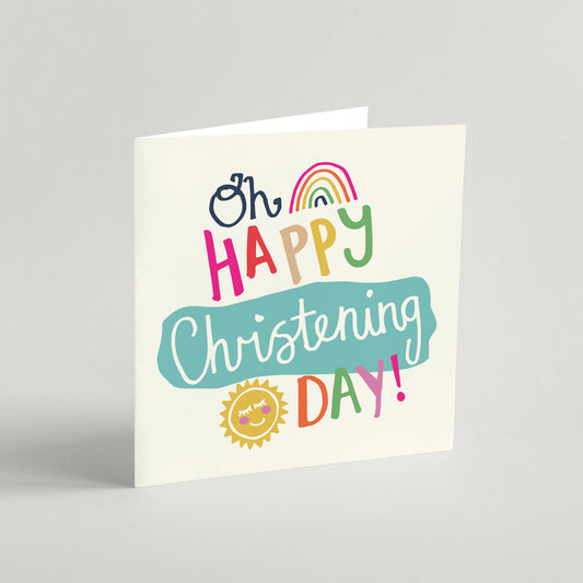 'Oh Happy Christening Day' Greeting Card & Envelope