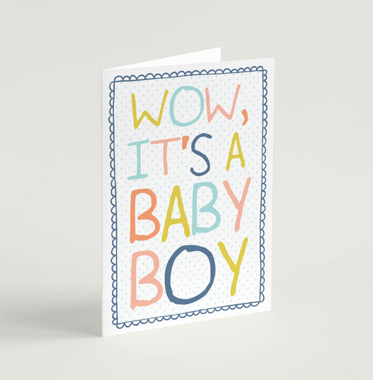 New Baby Card - Wow It's a Baby Boy