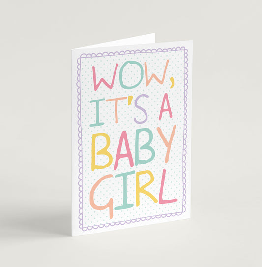 New Baby Card - Wow It's a Baby Girl