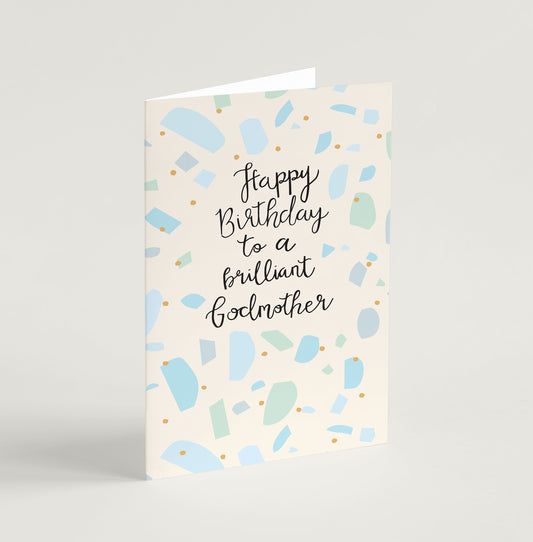 'Brilliant Godmother' Birthday Card & Envelope