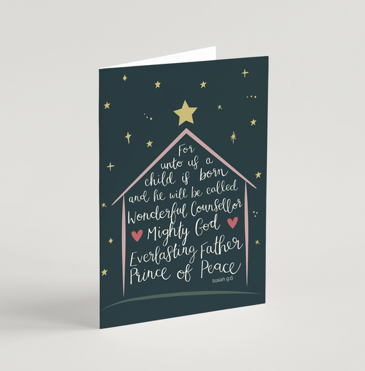 Star and Stable Navy Christmas Cards - 10 Pack - Cello Packaging