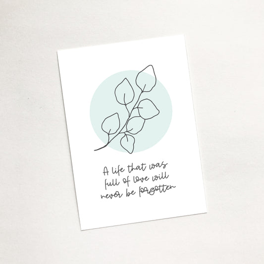 'Never Forgotten' (Flora) - Christian Mini Card