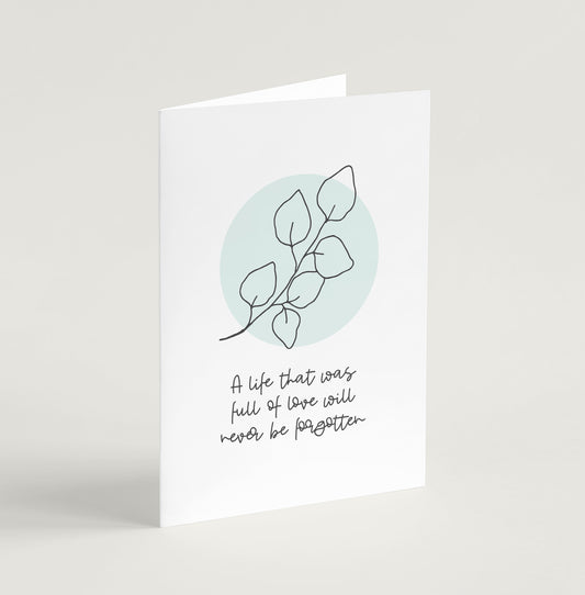 'Never forgotten' (Flora) - Sympathy Card