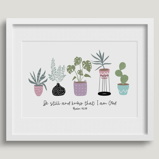 'Be Still' (House Jungle) 10x8 White Framed Print