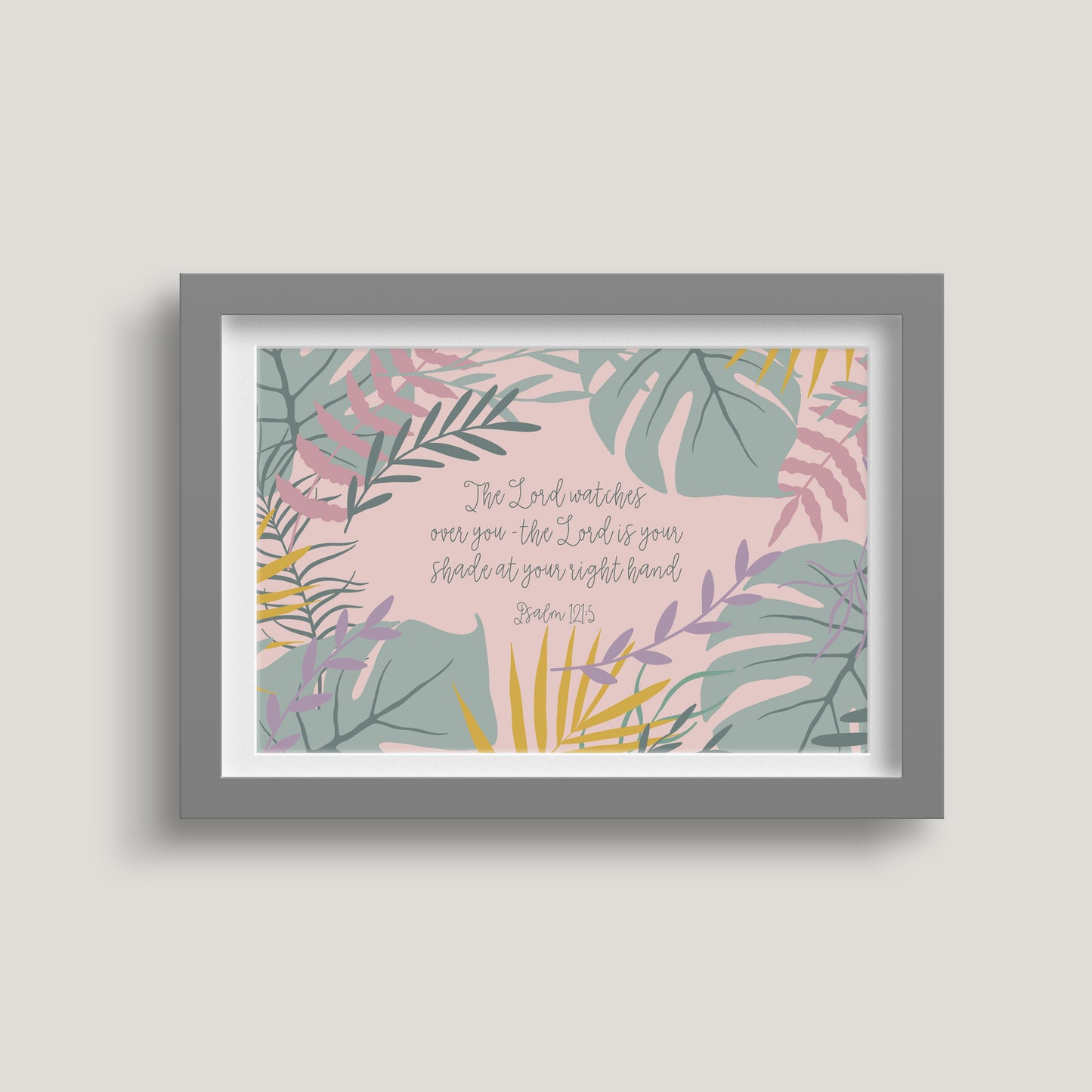 'The Lord watches over you' (Jungle Pink) - Framed Print - Multiple sizes & colours