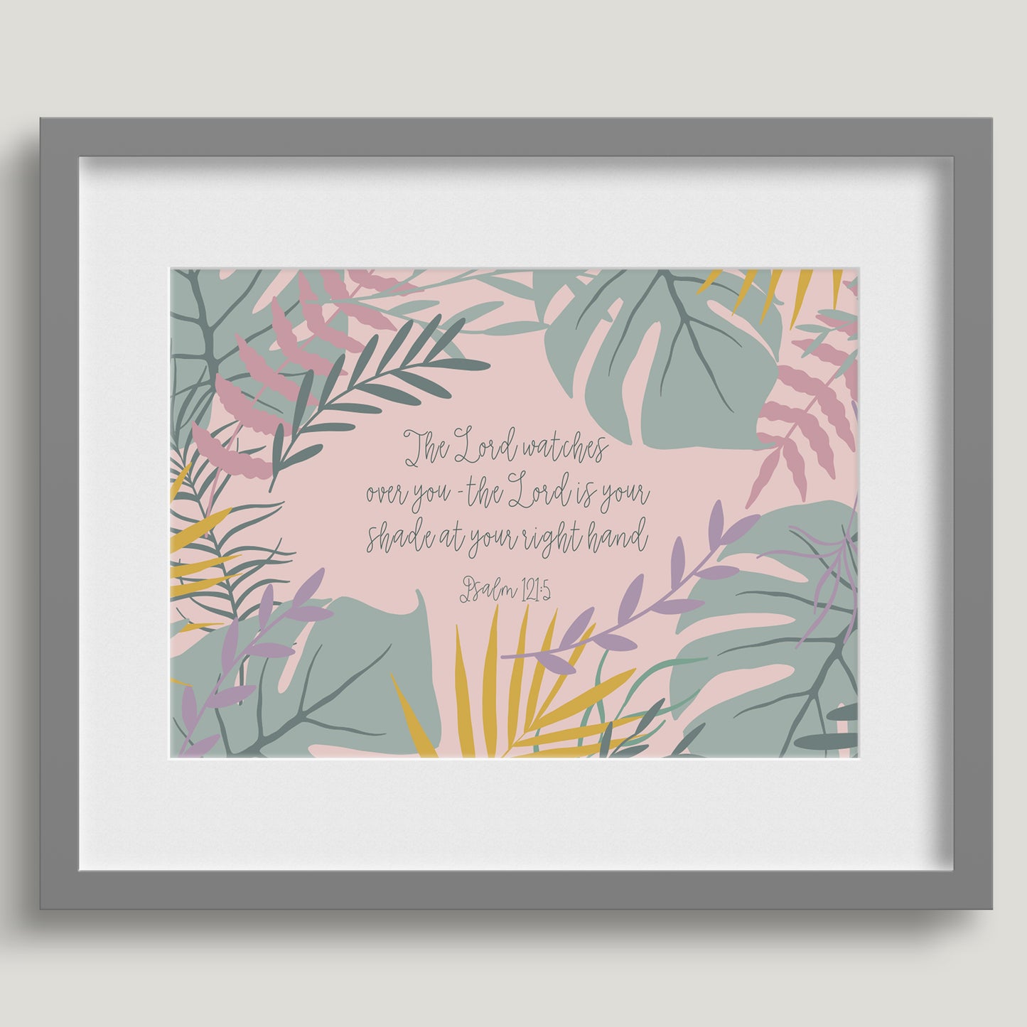 'The Lord watches over you' (Jungle Pink) - Framed Print - Multiple sizes & colours