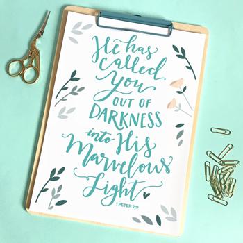 'He Has Called You Out Of Darkness' by Emily Burger - A4 Print