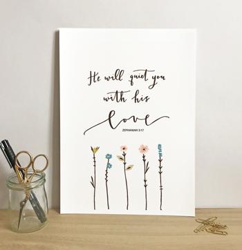 'He Will Quiet You' by Emily Burger - Print