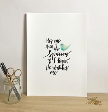 'His Eye is On The Sparrow' by Emily Burger - Print