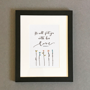 'He Will Quiet You' by Emily Burger - Framed Print