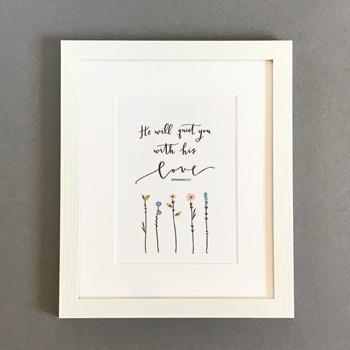 'He Will Quiet You' by Emily Burger - Framed Print