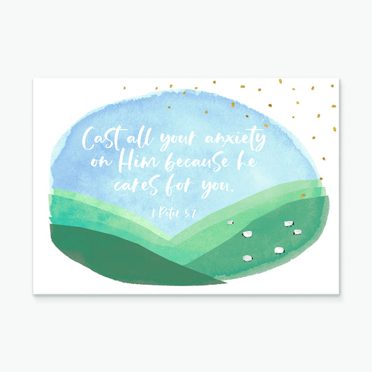Cast all your anxiety (Hillside) greeting card