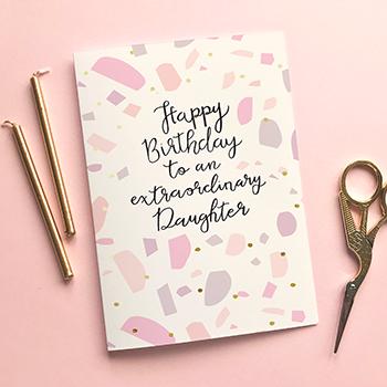 'Extraordinary Daughter' Birthday Card & Envelope