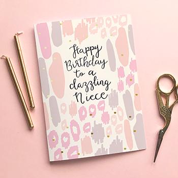 'Dazzling Niece' Birthday Card & Envelope