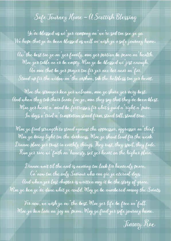 A Scottish Blessing Safe Journey Home in Scots (full version) Print