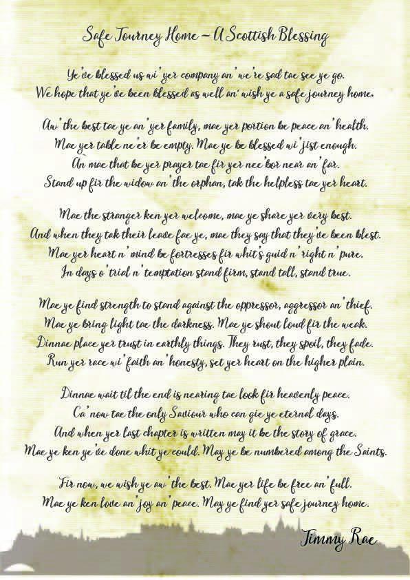 A Scottish Blessing Safe Journey Home in Scots (full version) Print